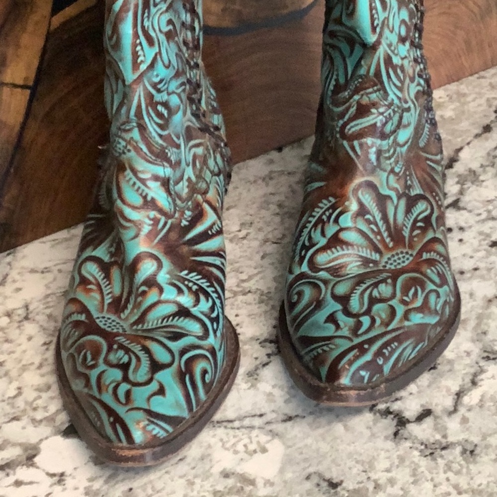 Patricia Nash turquoise and chocolate Heeled Boots - Picture 7 of 7